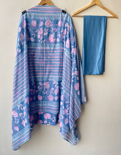 Printed Cotton Embroidered Unstitched 3 Pcs Suit Set
