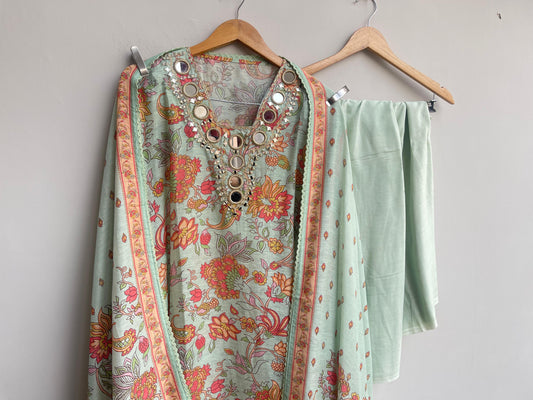 Pure linen printed unstitched ladies suit Rc18468