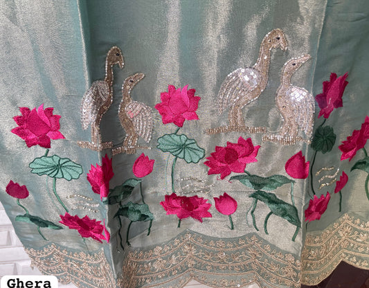 Shimmer Silk Unstitched 3 Piece Designer Suit Set