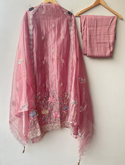 Crushed tissue shimmer ladies unstitched suit