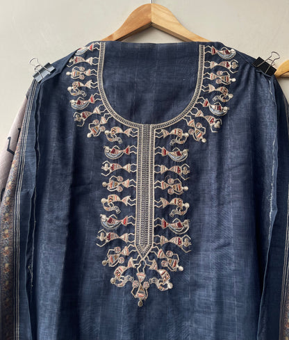 Mul chanderi printed ladies unstitched suit Rc19193