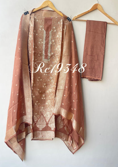 Pure Banarasi brocade silk unstitched ladies suit Rc19348 (b)