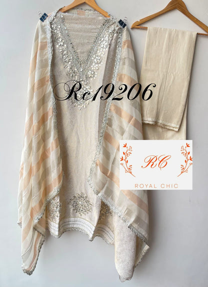 Pure self shimmer brocade silk unstitched ladies suit Rc19206