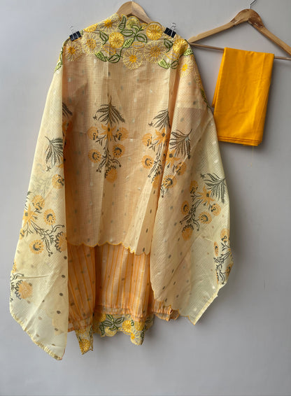Self Banarasi weaving kota doriya unstitched ladies suit Rc18995