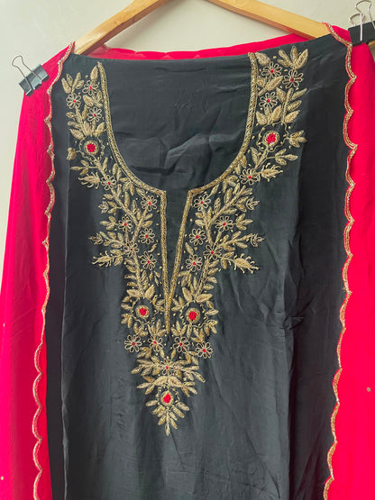 Pure glass organza ladies unstitched suit Rc19188