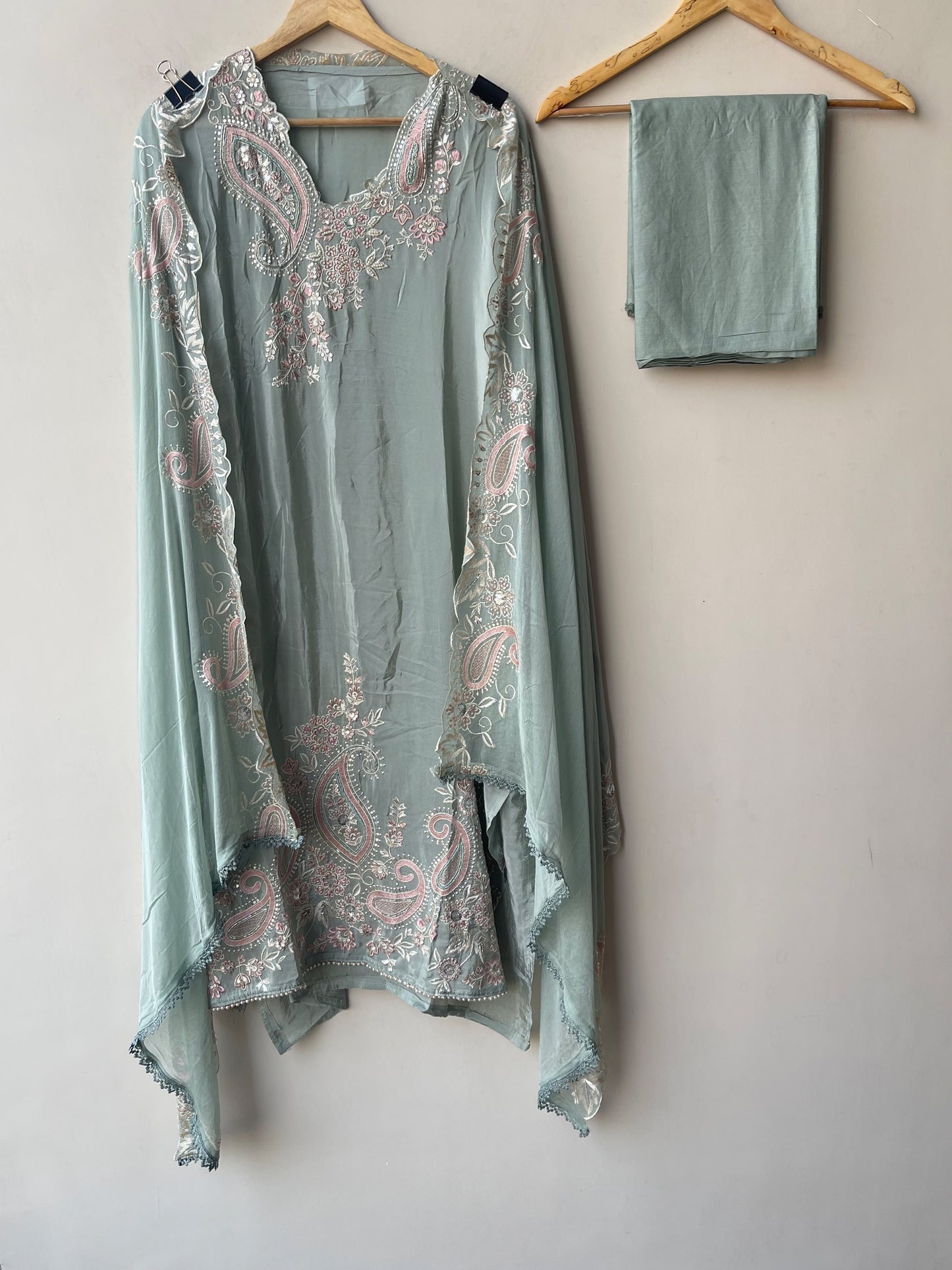 Satin crepe unstitched ladies suit Rc19298 (a)