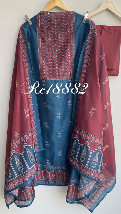 Mul Chanderi Unstitched Ladies Suit RC-18882 – view 5