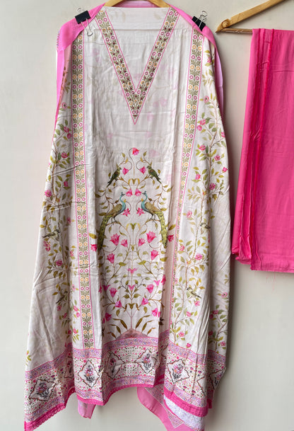 Premium Cotton Printed Unstitched 3pcs Designer Suit Set