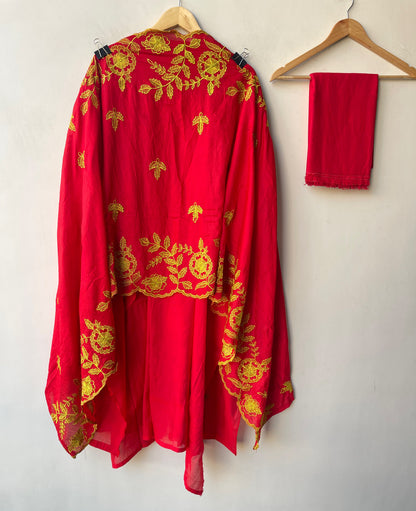 Elegant Unstitched Mul Chanderi 3 Pcs Suit Set