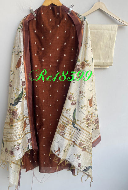 Cotton silk unstitched ladies suit Rc18399