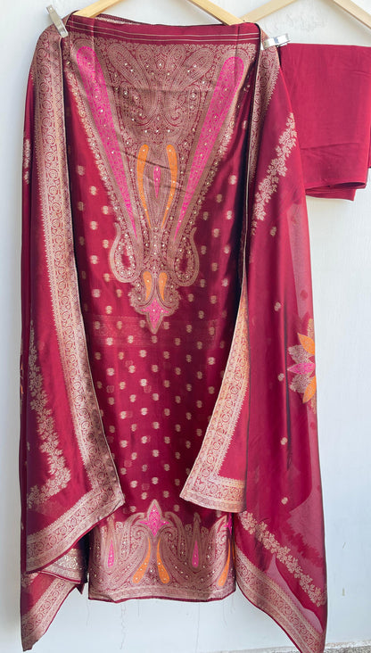 Banarasi silk unstitched ladies suit Rc17878 (c)