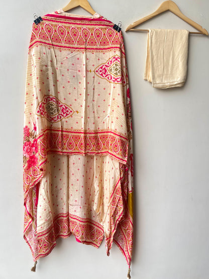 Crepe Satin Printed Unstitched Designer Suit Set