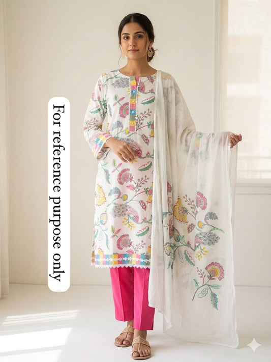 Self cotton printed unstitched ladies suit Rc18979