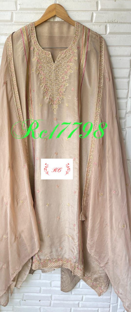 Shimmer silk unstitched ladies suit Rc17798