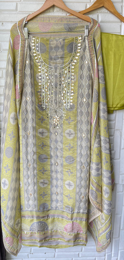 Shimmer tassar silk unstitched ladies suit Rc17679 (a)