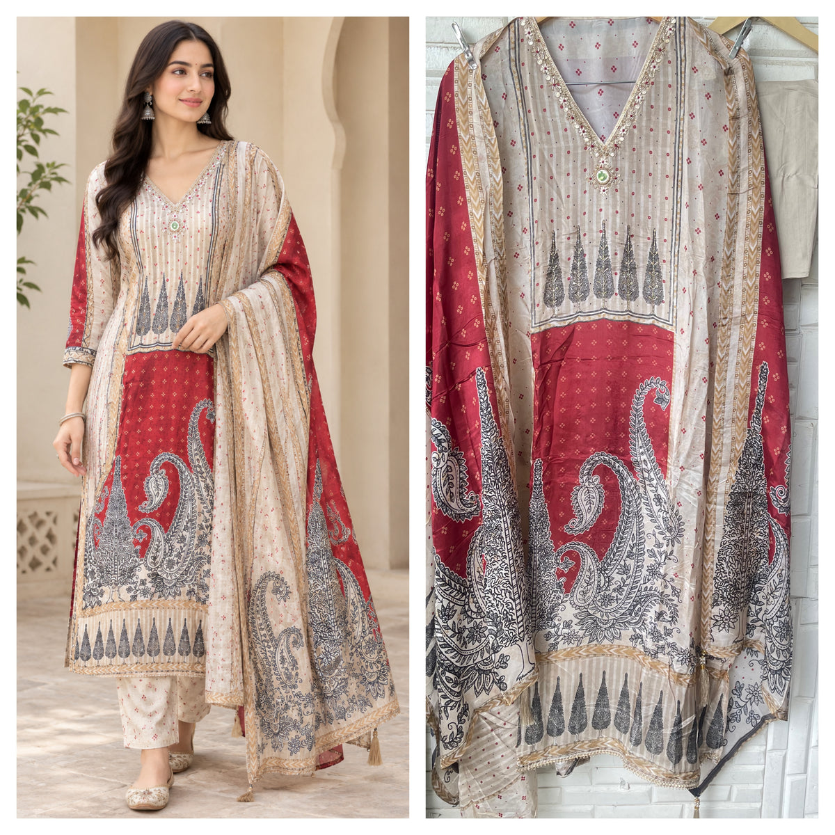 Premium Embroidered Unstitched Glass Organza Designer Suit Set