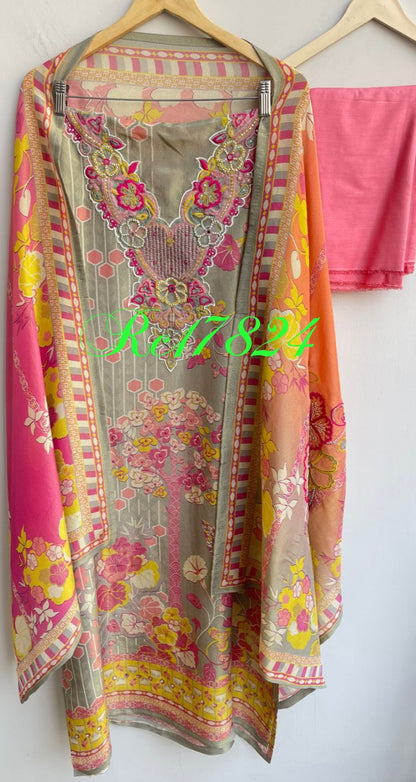 Shimmer Silk Flowy Unstitched Ladies Suit RC-17824 – view 8