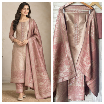 Premium Shimmer Giraffe silk woven Unstitched Designer Suit Set