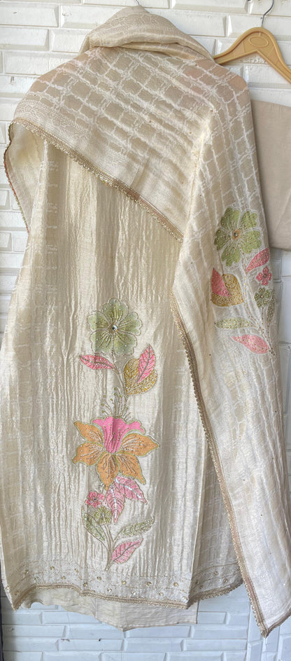 Crushed shimmer silk unstitched ladies suit Rc17805