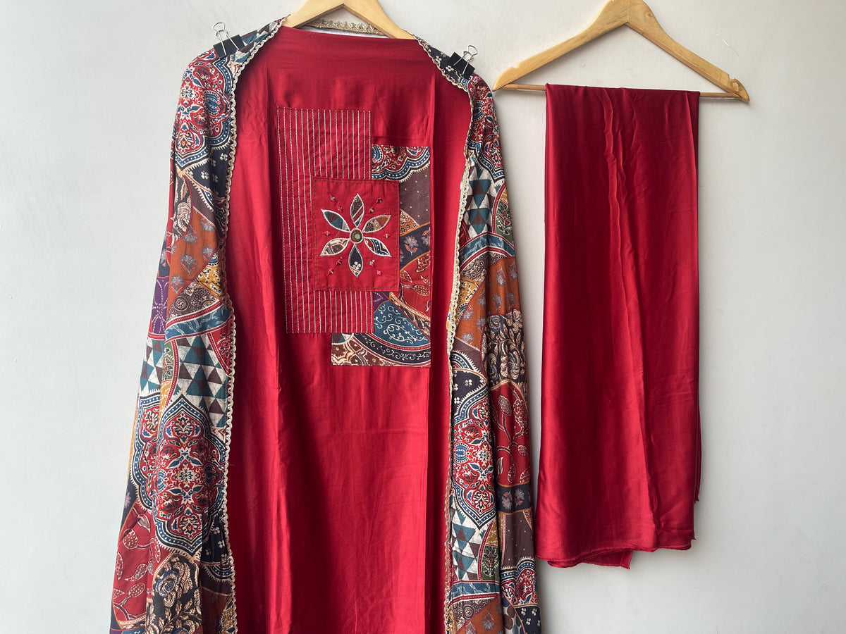Exquisite Glaze Cotton Printed Fabric Unstitched Suit Set