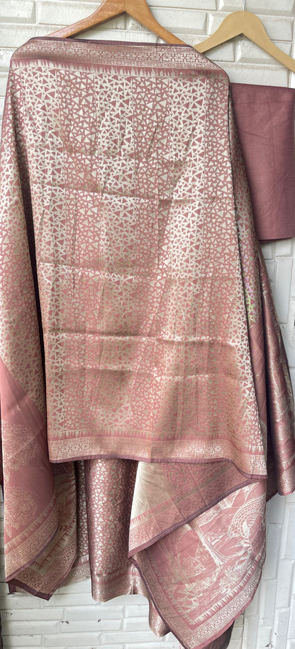 Premium Shimmer Giraffe silk woven Unstitched Designer Suit Set