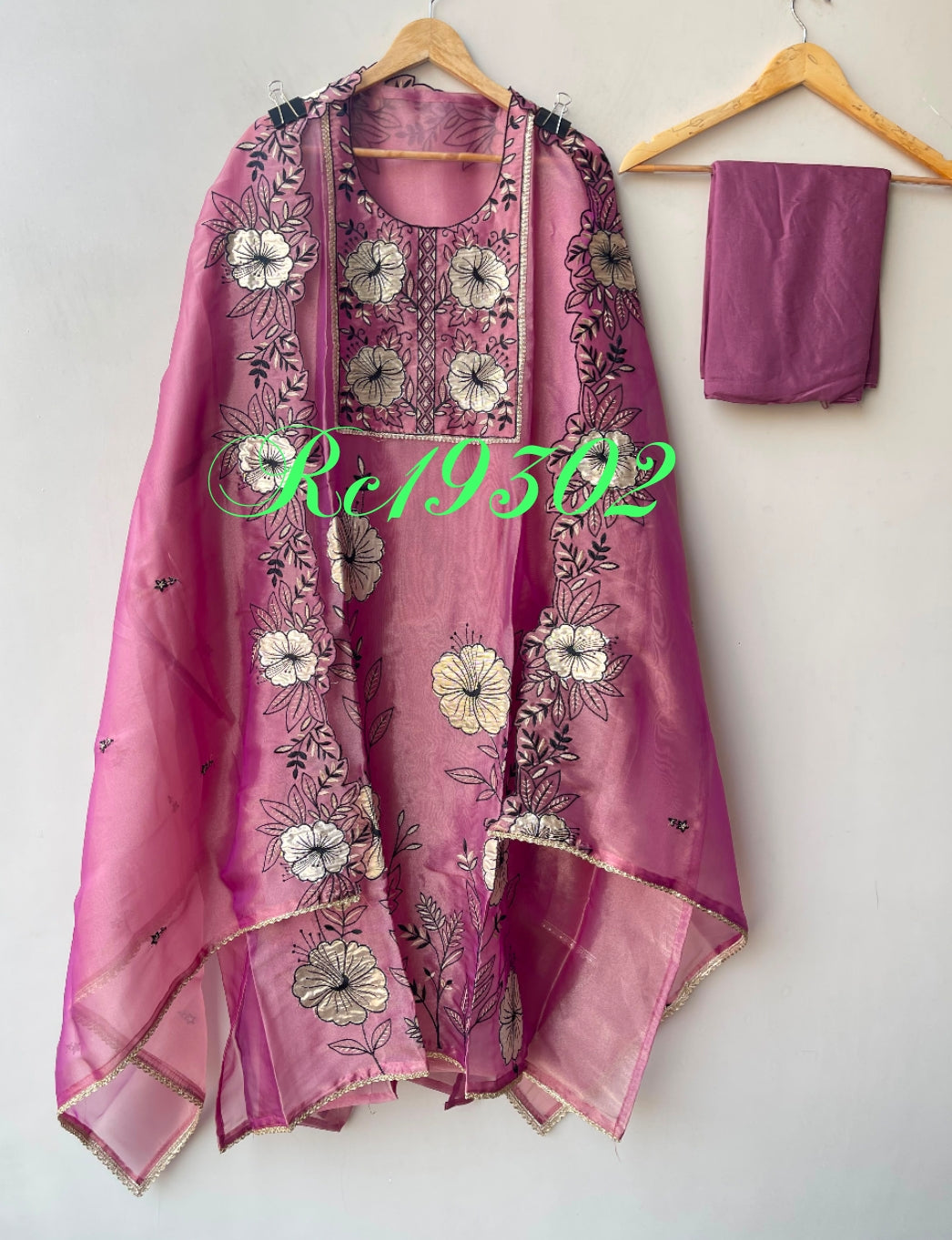 Shimmer glass organza ladies unstitched suit Rc19302 (a)