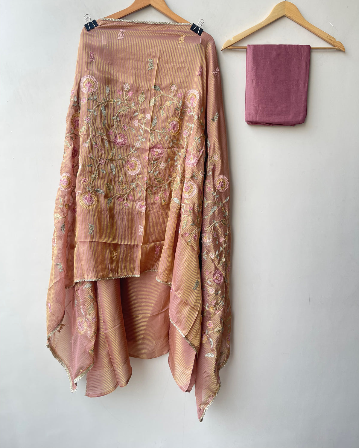 Self Shimmer Silk Unstitched Designer Suit Set