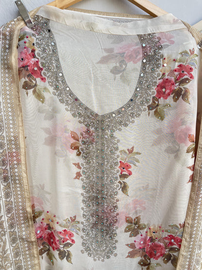 Organza printed unstitched ladies suit Rc18538