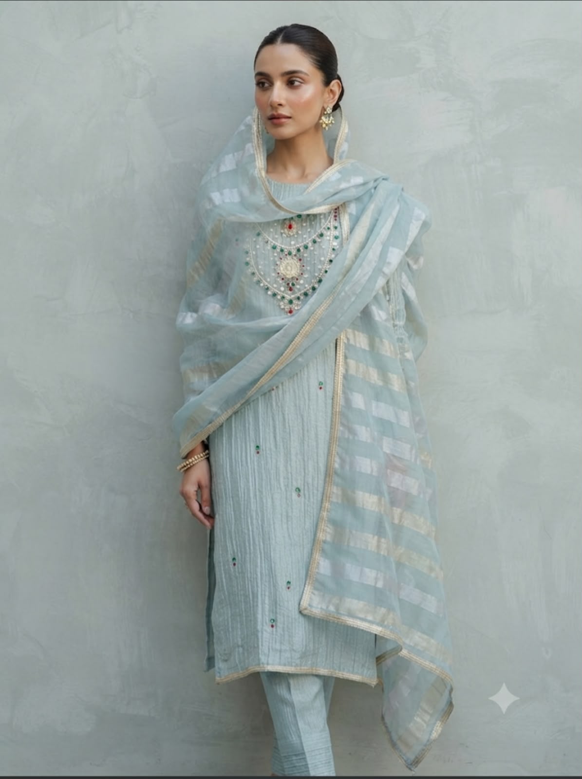 Crushed shimmer tissue ladies unstitched suit Rc19216