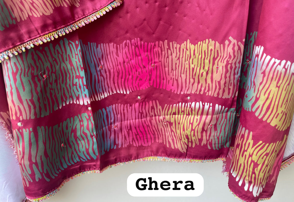 Ikkat Printed Mul Chanderi Unstitched Dress Material Set