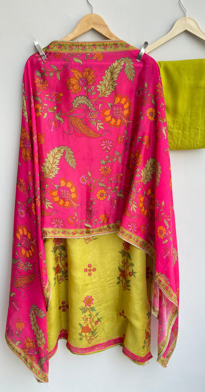 Satin crepe unstitched ladies suit Rc17934 (b)