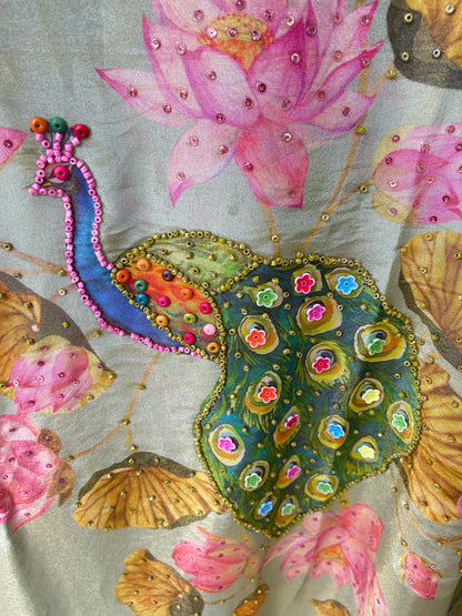 Shimmer silk unstitched ladies suit Rc17823