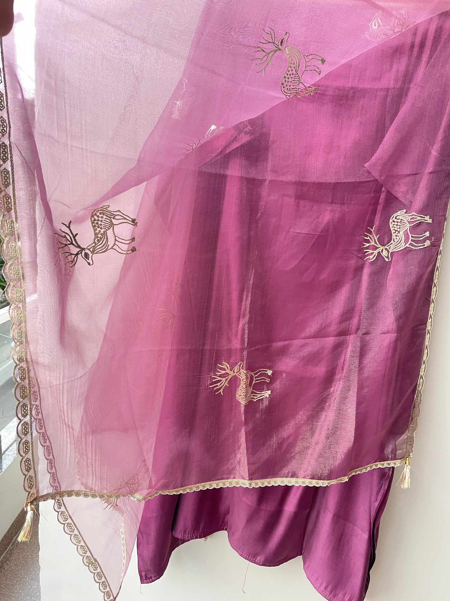 Satin silk unstitched ladies suit Rc18932