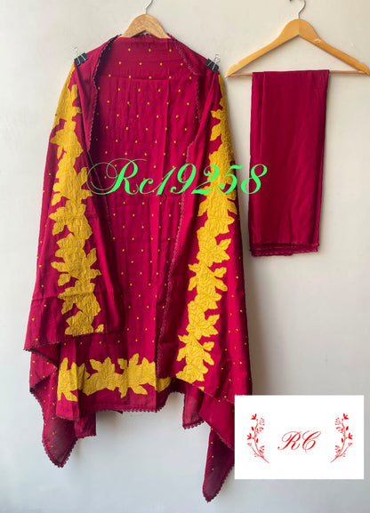 Chanderi cotton unstitched ladies suit Rc19258
