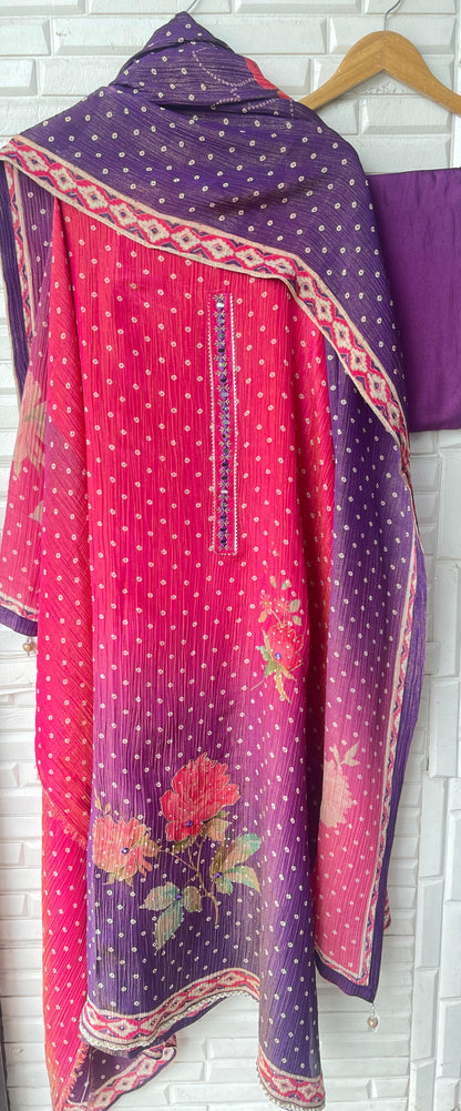 Crushed shimmer tissue unstitched ladies suit Rc17777 (a)