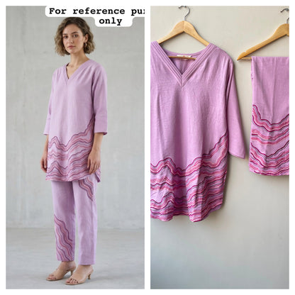 Soft linen cotton stitched ladies coord set Rc19104
