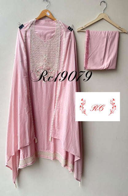Mul chanderi unstitched ladies suit Rc19079
