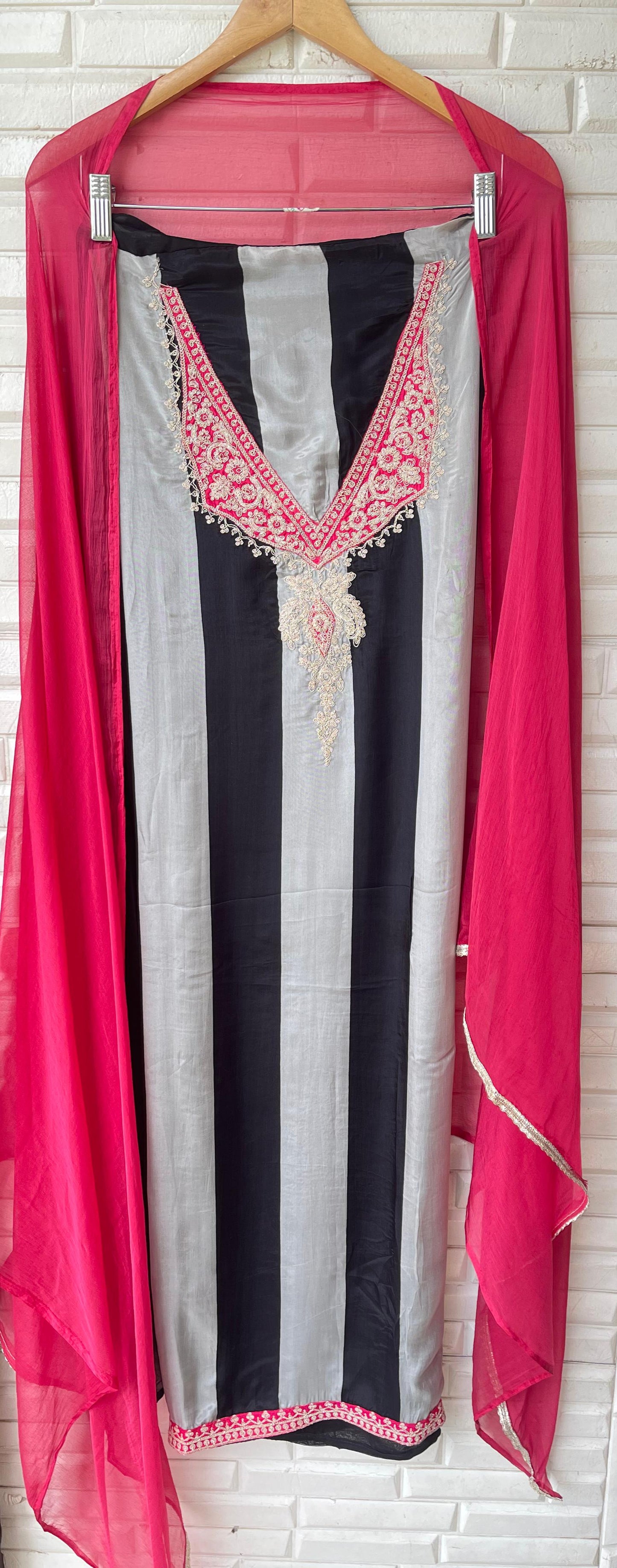 Glass organza unstitched ladies suit Rc17784