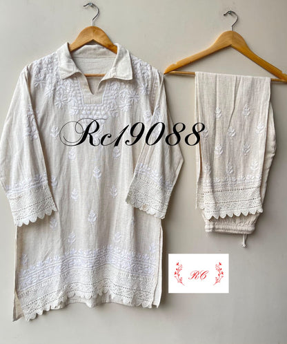 Soft khadi linen stitched ladies coord set Rc19088