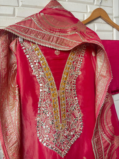 Banarasi shimmer silk unstitched ladies Rc17704