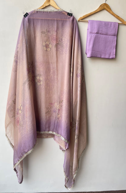 Premium Self Shimmer Silk 3 pcs Unstitched Designer Suit Set