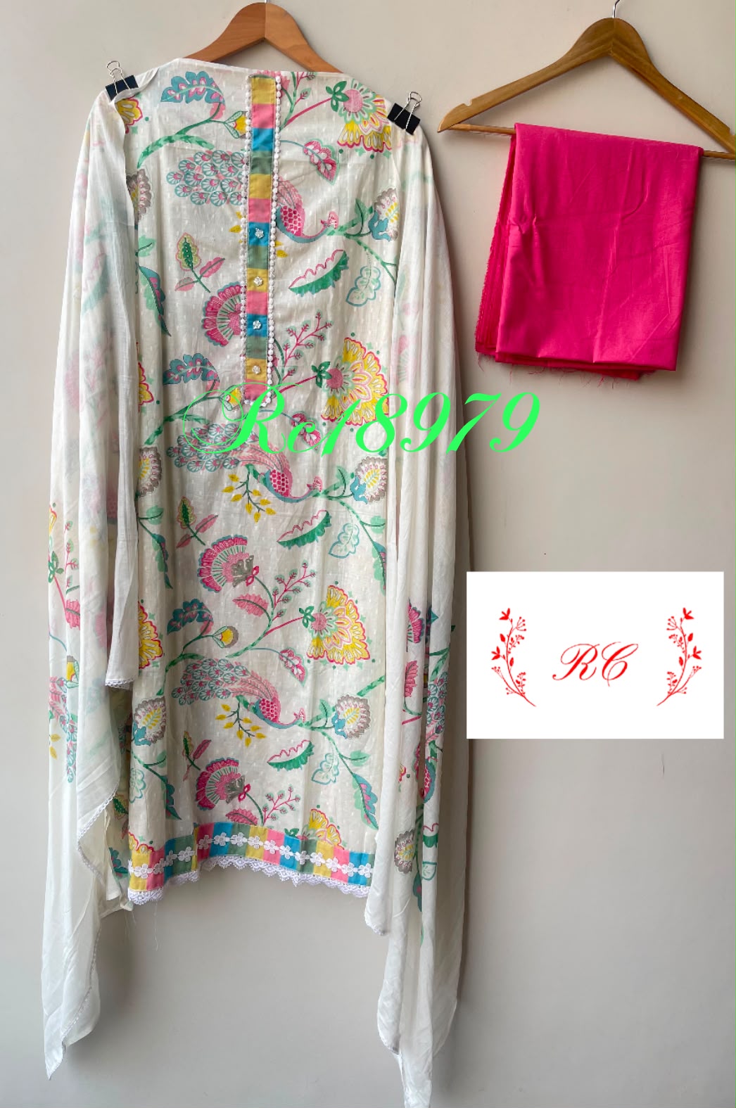 Self cotton printed unstitched ladies suit Rc18979