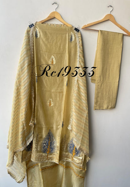 Banarasi shimmer silk printed unstitched ladies suit Rc19333 (b)