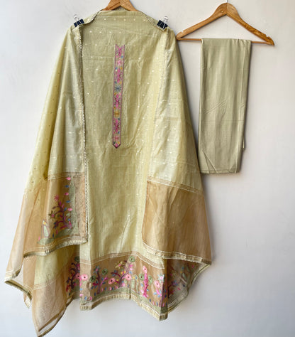 Banarasi Mul Chanderi Elegant Unstitched Suit Set