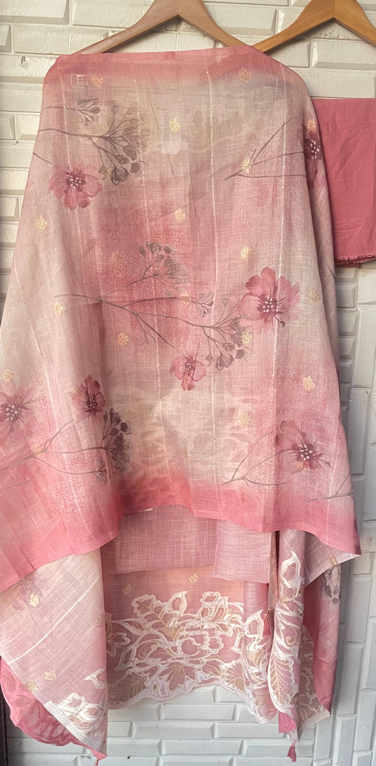 Banarasi shimmer linen unstitched ladies suit Rc17732