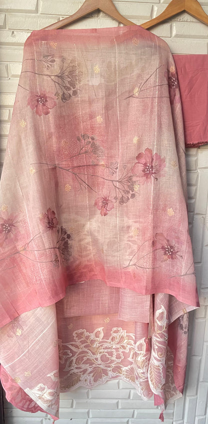 Banarasi shimmer linen unstitched ladies suit Rc17732