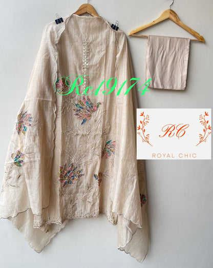 Fine mul chanderi unstitched ladies suit Rc19174