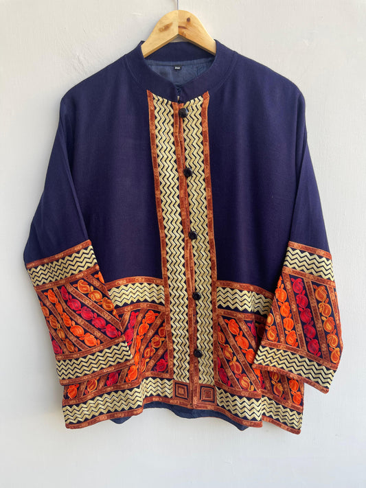 Woolen winter ready made ladies embroidered jAcket Rc18842