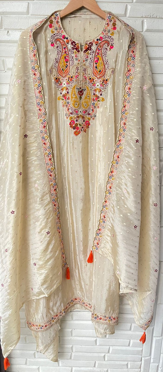 Banarasi shimmer silk unstitched ladies suit Rc17962