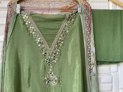 Glass organza unstitched ladies suit Rc17387